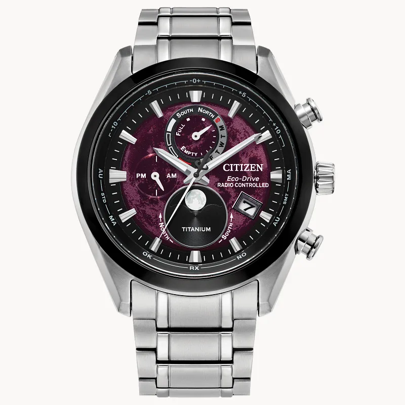 Tsuki-Yomi A-T Red Dial Super Titanium Bracelet BY1018-55X | CITIZEN Tsuki-Yomi A-T Red Dial Super Titanium Bracelet BY1018-55X | CITIZEN